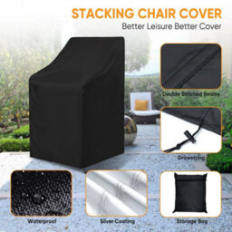 Heavy Duty Stacking Chair Cover Waterproof Outdoor Garden Patio Stackable Chair - thumbnail 4