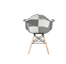 Life Interiors Set Of 4 Black/white Patchwork Accent Chairs With Wooden Legs And Black Metal Wire Frame - thumbnail 6