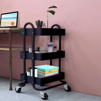 Levede 3 Tier Kitchen Trolley Cart Black Steel Storage Rack Organiser - image 1