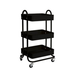 Levede 3 Tier Kitchen Trolley Cart Black Steel Storage Rack Organiser - thumbnail 2