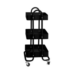 Levede 3 Tier Kitchen Trolley Cart Black Steel Storage Rack Organiser - thumbnail 3