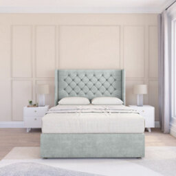 "Sloomy 4Ft6 Dior Naples Silver Memory Foam Bed Set With No Drawers Mattress & 54"" Wingback Headboard - Double" - thumbnail 2