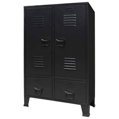 Berkfield Wardrobe Metal Industrial Style 67X35X107 Cm Black - image 1