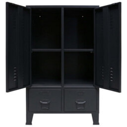 Berkfield Wardrobe Metal Industrial Style 67X35X107 Cm Black - thumbnail 4