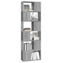Berkfield Book Cabinet/room Divider Grey Sonoma 60X24X186 Cm - thumbnail 4