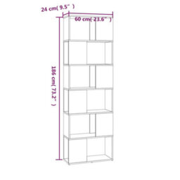 Berkfield Book Cabinet/room Divider Grey Sonoma 60X24X186 Cm - thumbnail 8