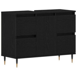 Berkfield Modern Bathroom Sink Cabinet Black Oak 80X33X60 Cm Engineered Wood - thumbnail 1