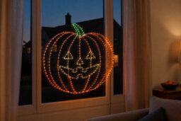 Festive Productions Halloween Flashing Led Pumpkin Silhouette Wall Decoration 49Cm 232 Warm White, Green & Orange Lights - thumbnail 4