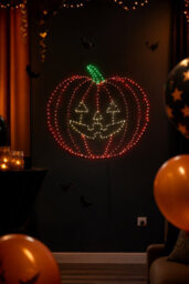 Festive Productions Halloween Flashing Led Pumpkin Silhouette Wall Decoration 49Cm 232 Warm White, Green & Orange Lights - thumbnail 5