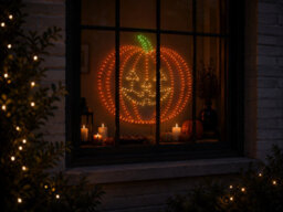 Festive Productions Halloween Flashing Led Pumpkin Silhouette Wall Decoration 49Cm 232 Warm White, Green & Orange Lights - thumbnail 7
