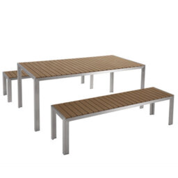 Beliani Garden Dining Set With Benches 6 Seater Nardo Brown - thumbnail 1