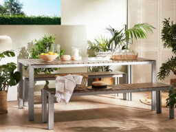 Beliani Garden Dining Set With Benches 6 Seater Nardo Brown - thumbnail 2