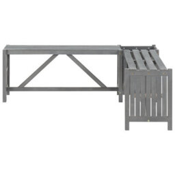 Vidaxl Garden Corner Bench With Planter 117Cm Solid Acacia Wood Grey - thumbnail 2