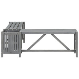 Vidaxl Garden Corner Bench With Planter 117Cm Solid Acacia Wood Grey - thumbnail 3