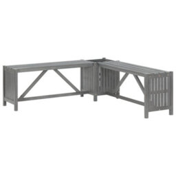 Vidaxl Garden Corner Bench With Planter 117Cm Solid Acacia Wood Grey