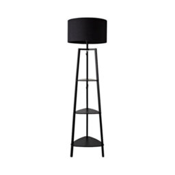Valuelights Hiru Black 3 Tier Shelf Floor Lamp With Black Drum Shade - thumbnail 7
