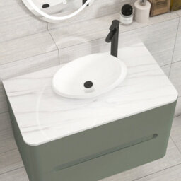 Royal Bathrooms Venice 800mm Sage Green Wall Mounted Bathroom Countertop Vanity Unit 2 Drawer With Nova Basin - thumbnail 6