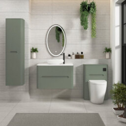 Royal Bathrooms Venice 800mm Sage Green Wall Mounted Bathroom Countertop Vanity Unit 2 Drawer With Nova Basin - thumbnail 4