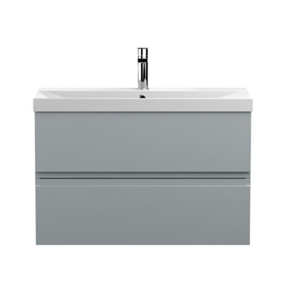 Dezine Yukon 800mm Satin Grey Wall Hung Vanity Unit - image 1