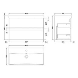 Dezine Yukon 800mm Satin Grey Wall Hung Vanity Unit - thumbnail 2