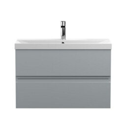 Dezine Yukon 800mm Satin Grey Wall Hung Vanity Unit - thumbnail 1