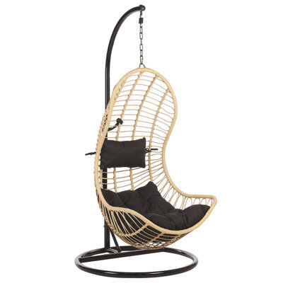Beliani Hanging Chair With Stand Pineto Pe Rattan Natural - image 1