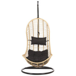 Beliani Hanging Chair With Stand Pineto Pe Rattan Natural - thumbnail 4