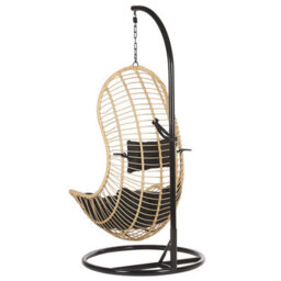 Beliani Hanging Chair With Stand Pineto Pe Rattan Natural - thumbnail 6
