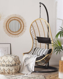 Beliani Hanging Chair With Stand Pineto Pe Rattan Natural - thumbnail 2