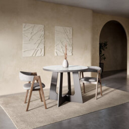 Furneo Belagio, White Marble Effect, Modern Round Extending Dining Table, 110Cm To 160Cm - thumbnail 4