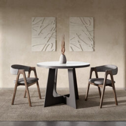 Furneo Belagio, White Marble Effect, Modern Round Extending Dining Table, 110Cm To 160Cm - thumbnail 7