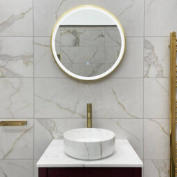 Brushed Brass 600mm Round Frame Mirror With Colour Change - thumbnail 1