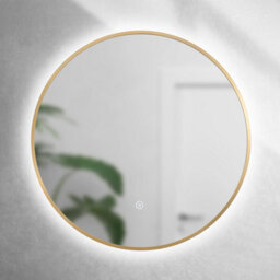 Brushed Brass 600mm Round Frame Mirror With Colour Change - thumbnail 3