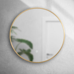 Brushed Brass 600mm Round Frame Mirror With Colour Change - thumbnail 2