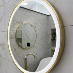 Brushed Brass 600mm Round Frame Mirror With Colour Change - thumbnail 8