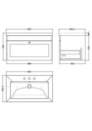 Balterley Swynnerton Traditional 1 Drawer Wall Hung Vanity Unit With Fireclay Basin, Satin Grey, 800mm - thumbnail 2