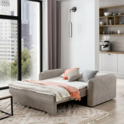Amerykanka Laine 3 Beige Compact Sofa Bed With Storage And Decorative Cushions - thumbnail 3