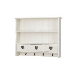 Melody Maison Large Pale Cream Wall Shelf With Heart Drawers - thumbnail 6