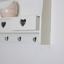 Melody Maison Large Pale Cream Wall Shelf With Heart Drawers - thumbnail 5