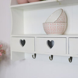 Melody Maison Large Pale Cream Wall Shelf With Heart Drawers - thumbnail 4