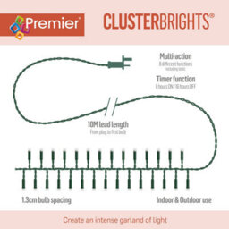 Premier Decorations Limited 480 Led Christmas Cluster Lights White Multi Action 6.2M Lit Length - thumbnail 7