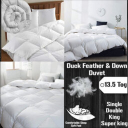 ARLinens Duck Feather & Down Duvet Quilt 13.5 Tog Warm Cozy Extra Filled Hotel Quality Anti Allergic Duvet - thumbnail 1