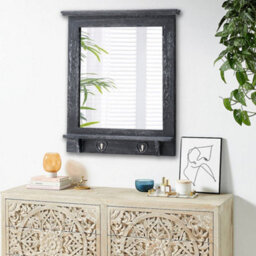 Living And Home Wall Mounted Grey Wooden Framed Decorative Framed Mirror W 620mm X H 700mm - thumbnail 2