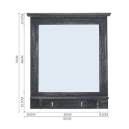 Living And Home Wall Mounted Grey Wooden Framed Decorative Framed Mirror W 620mm X H 700mm - thumbnail 6