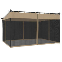 Walplus Gazebo With Mesh Walls Taupe 4X3 M Steel - thumbnail 6