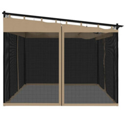 Walplus Gazebo With Mesh Walls Taupe 4X3 M Steel - thumbnail 5