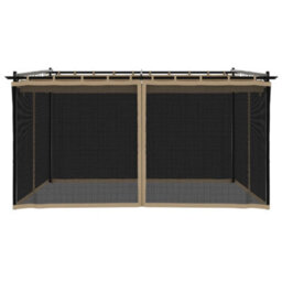 Walplus Gazebo With Mesh Walls Taupe 4X3 M Steel - thumbnail 4