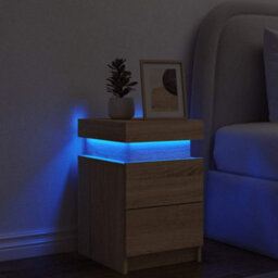 Walplus Bedside Cabinet With Led Lights Sonoma Oak 35X39X55 Cm - thumbnail 4