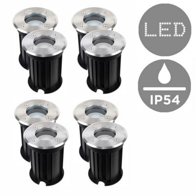 Valuelights 8 Pack  Ip54 Rated Modern Bushed Chrome Ip54 Rated Outdoor Garden Walk Over Lights - image 1