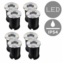 Valuelights 8 Pack  Ip54 Rated Modern Bushed Chrome Ip54 Rated Outdoor Garden Walk Over Lights - thumbnail 1